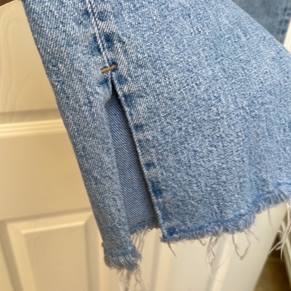Raw Hem Crop Straight Leg Jeans SPLIT HEM ankles W36 L32 - Picture 7 of 7